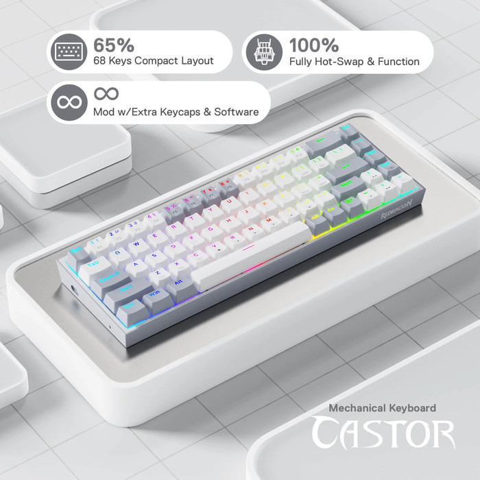 Redragon Mechanical Gaming Keyboard 65% Rgb Castor - K631