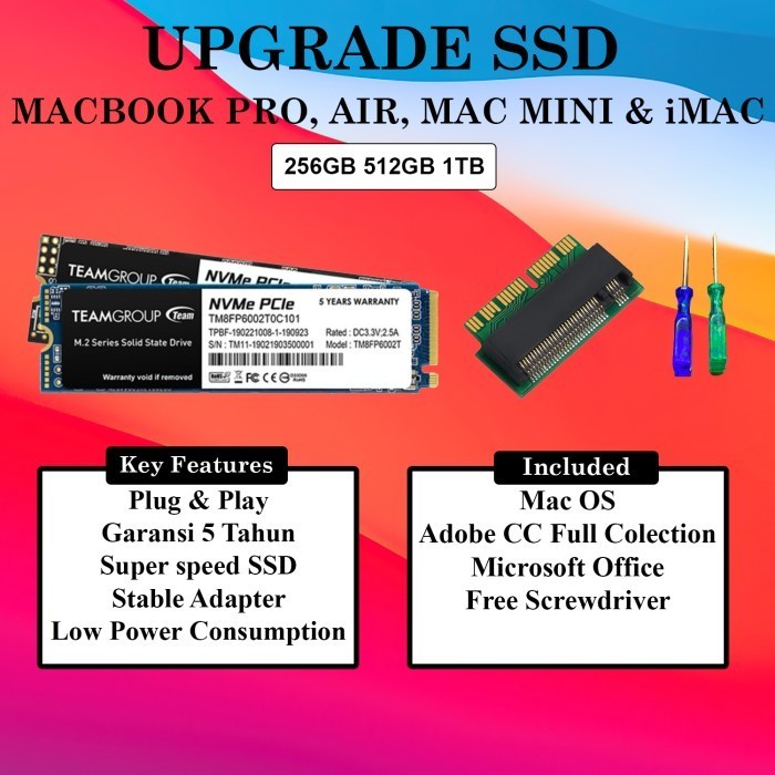 SSD Macbook Pro Retina Air iMac Upgrade 2013 2014 2015 2017 Bandung