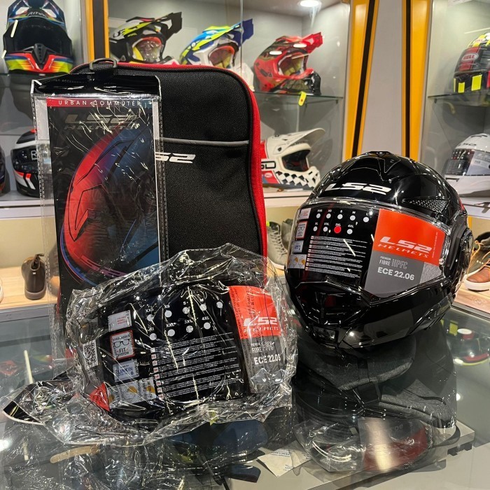 Helm Ls2 Ff901 Advant-X Solid Gloss Black Modular Helmet