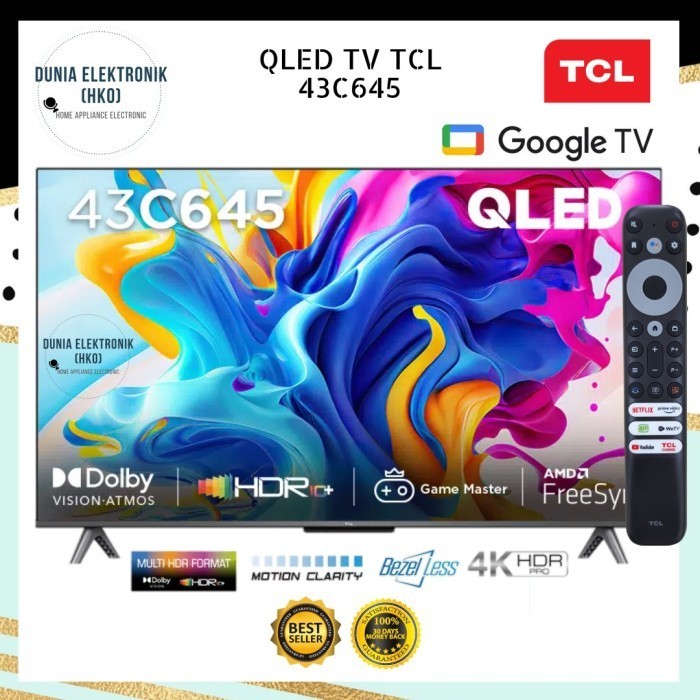Tcl 43C645 Tv Qled 43 Inch Google Tv 43 Inch 4K Hdr Dolby Tcl 43C645