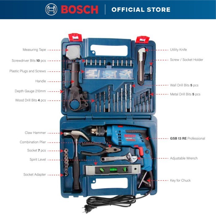 Gsb 13 Re Bosch Impact Drill Bor Beton Bosch Gsb13Re + Acc