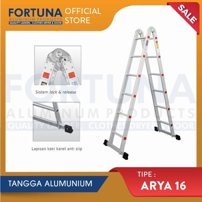 Tangga Lipat Fortuna Arya 16 Tangga Aluminium Fortuna Termurah Terlaris Promo