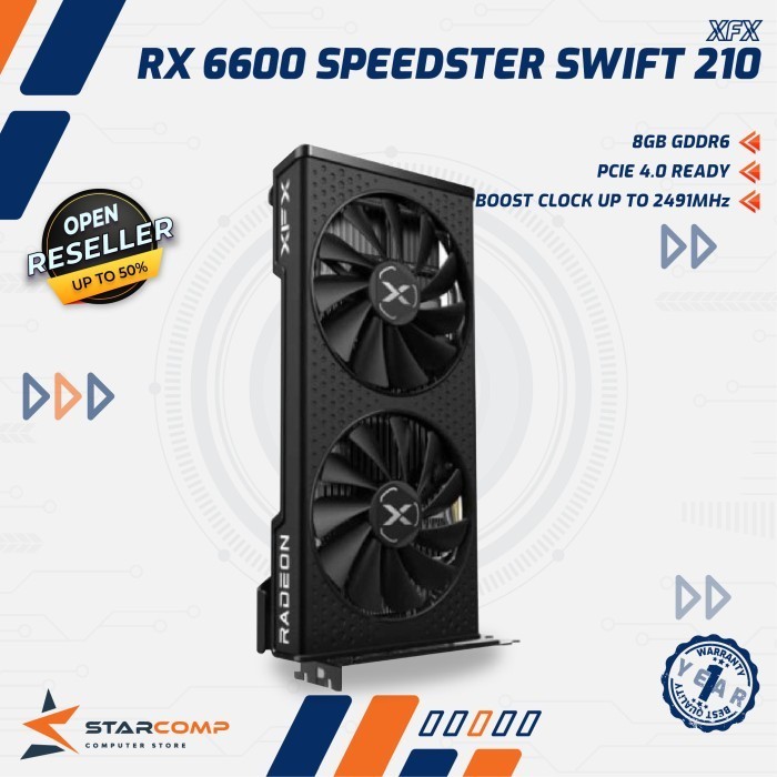 Xfx Radeon Rx 6600 Core 8Gb Gddr6 Speedster Swft 210 128Bit Rx6600