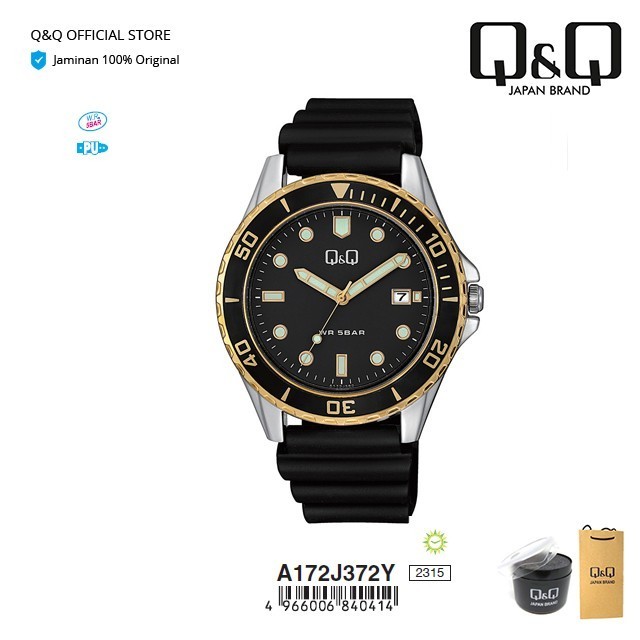 Q&Q Qnq Qq Original Jam Tangan Pria Analog Rubber - A172 A172J 5 Bar Termurah Terlaris Promo