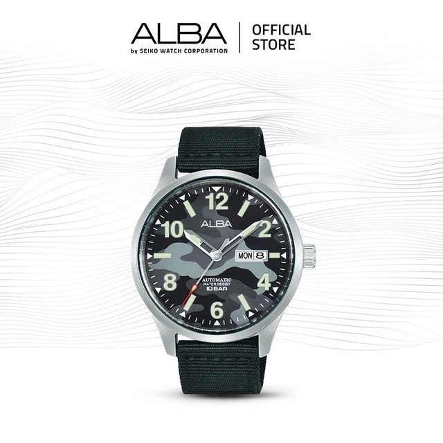 Jam Tangan Pria Alba Automatic Black Nylon Al4273X1 Al4273 Original Termurah Terlaris Promo