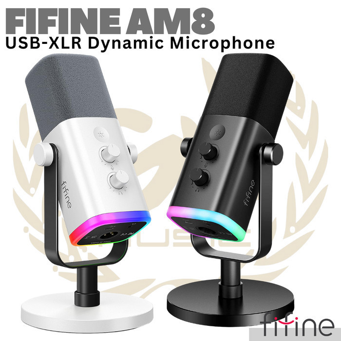 Fifine Am8 Ampligame Dynamic Usb-Xlr Rgb Microphone Streaming Gaming