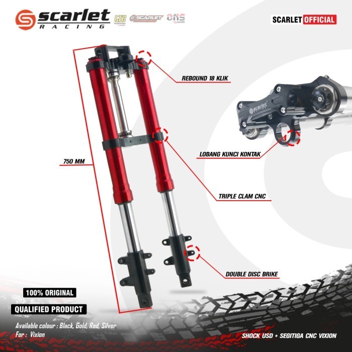 Scarlet Racing Shock Skok Upside Down Usd Plus Segitiga Cnc