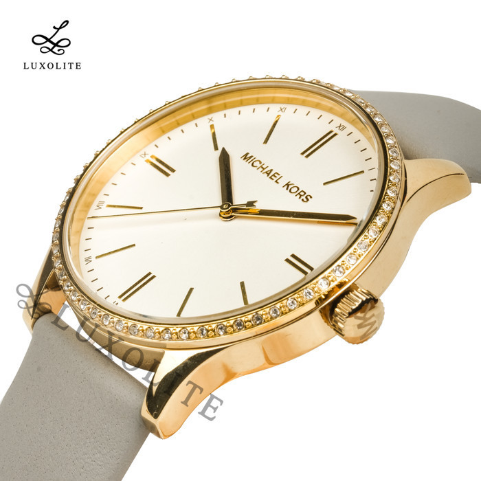 Jam Tangan Wanita Michael Kors Bailey Grey Leather Strap Mk2903