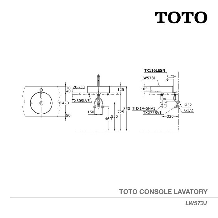 Toto Console Lavatory / Wastafel Lw573J