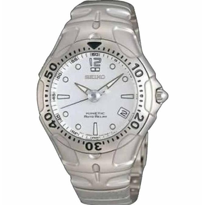 Jam Tangan Seiko SMA117 Kinetic Auto Relay Full Silver