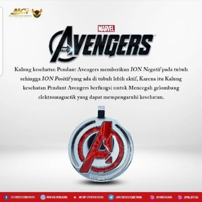 Sinte Kalung Kesehatan Lsm Avengers Pendant Marvel Original Mci Mgi Termurah Terlaris Promo