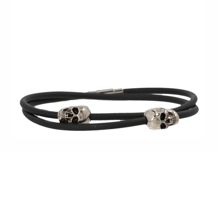 Alexander Mcqueen Double Skull Bracelet Black Shw