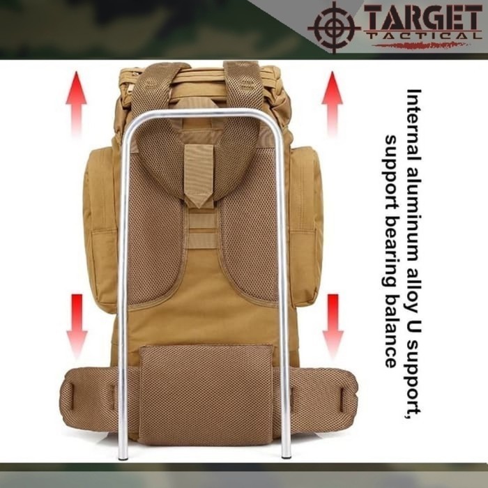 Tas Carrier Tactical 80L Silver Knight Usa Gunung Army - Hitam