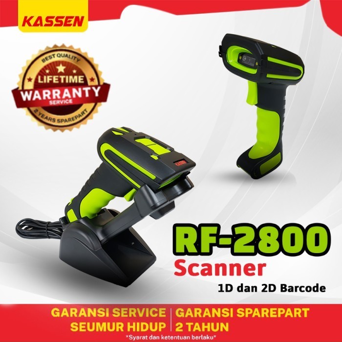 Scanner Barcode Kassen Rf-2800 1D & 2D Wireless Handheld Industrial