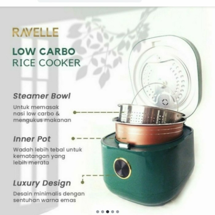 Rice Cooker Digital Ravelle Jade Green 3 Liter - Low Carbo Rice Cooker