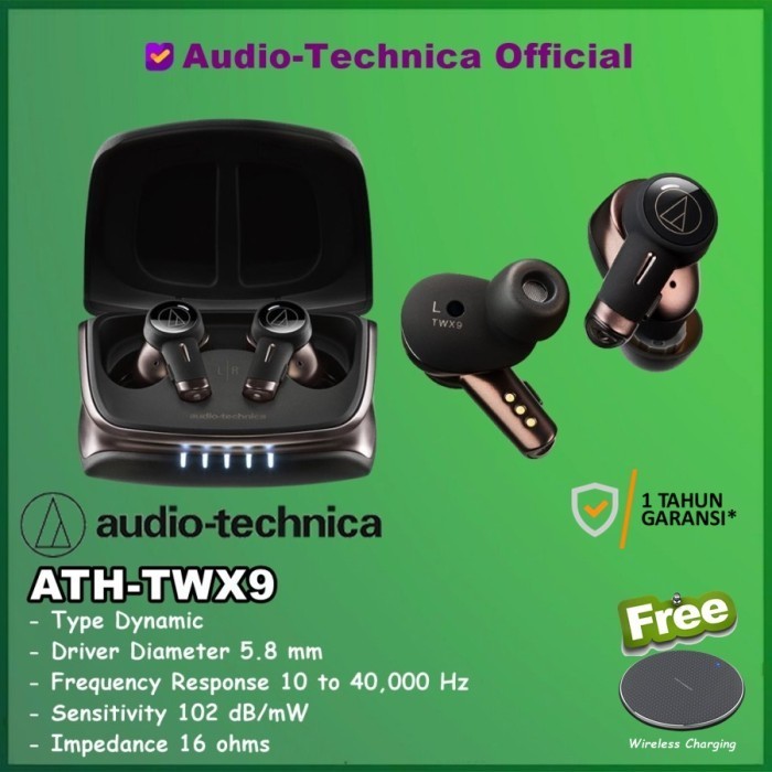 Audio Technica Ath-Twx9 Twx 9 Tws True Wireless Anc Earbuds Earphones Termurah Terlaris Promo
