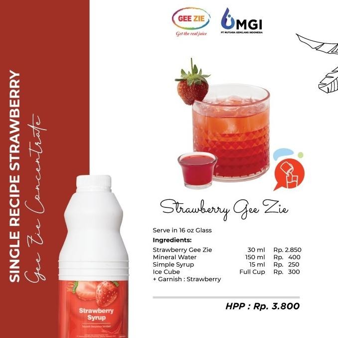 

Sirup Minuman Rasa Strawberry Gee Zie Concentrate 1,2kg KS88