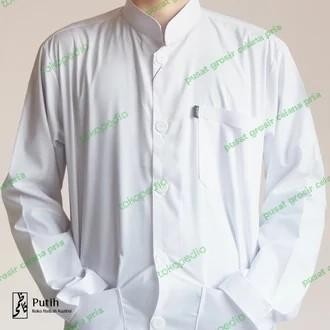 Baju Koko Pria Model Ammu - Baju Koko Habib - Baju Koko Haibah Putih