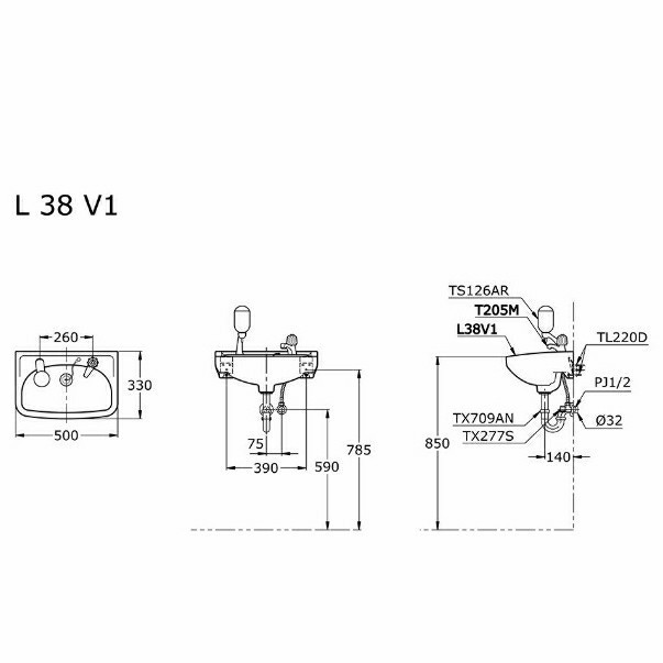 Wastafel Toto L38V1 (Komplit Set)