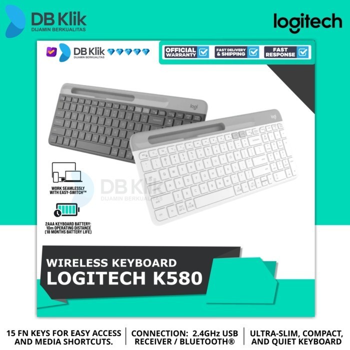 Keyboard Logitech K580 Slim Multi Device Wireless Bluetooth - K 580