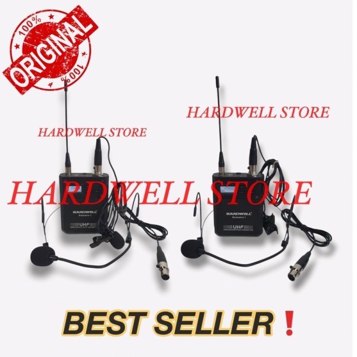 Mic Wireless Hardwell Champion 1 Double Mic Clip On Headset Original