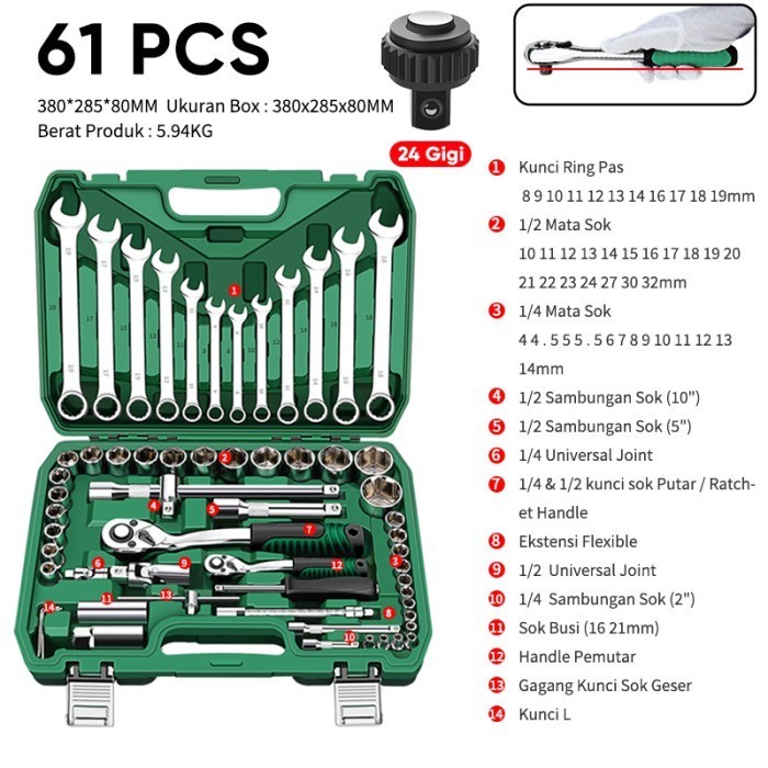 Isku Tool Kit Set Kunci Sok Set Shocket Set Cr-V Toolkit Lengkap
