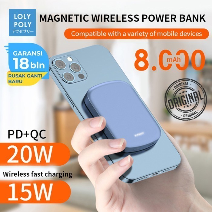 Lolypoly Powerbank Magnet Wireless Charger 8.000Mah