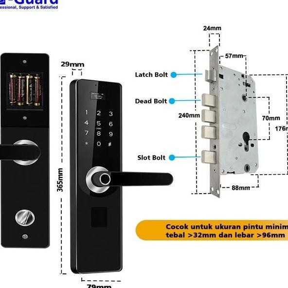 E-Guard Ba70B Smart Door Lock Handle Fingerprint Kunci Pintu Digital Readystock