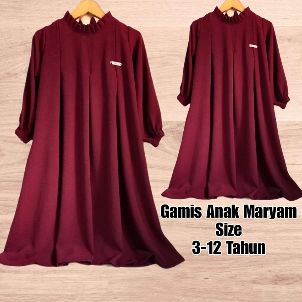 Terbaru 3.3 | Ready Stok | Gamis Maryam Anak Crinkle Airflow Premium Size 3-12 Tahun Model Terbaru S