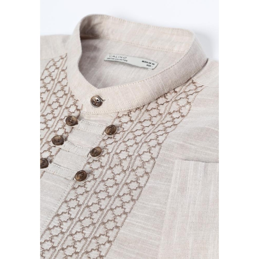 Valino Kemeja Koko Lengan Pendek Pria Cokelat Muda - V-Bdeb03-C5