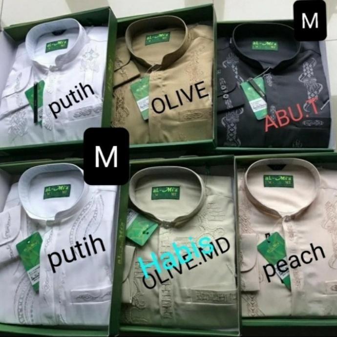 Baju Koko Al Mia Lengan Panjang Kancing Manset Koko Almia Putih Pria