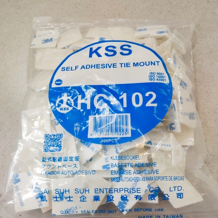 

KSS SELF ADHESIVE TIE MOUNT HC-102 (PEREKAT 3M)