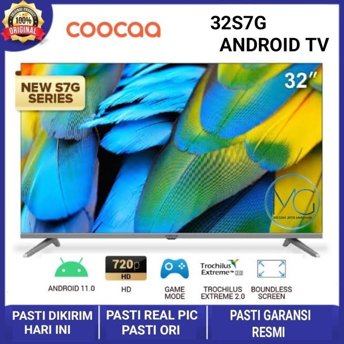 Coocaa 32 Inch 32S7G Led Tv Smart Android 11 Digital Tv Bezel Less