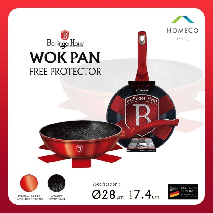 Berlinger Haus Wok 28 Cm / Panci Wajan Pengorengan Burgundy
