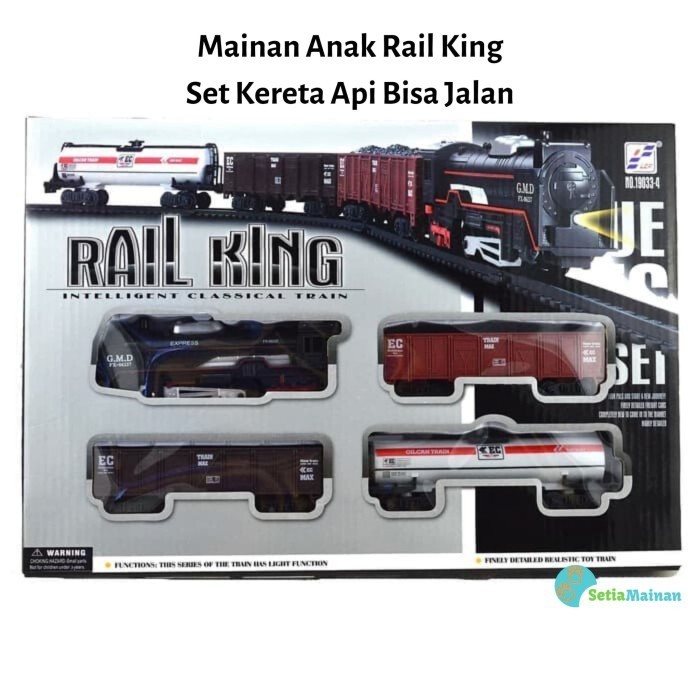 MAINAN KERETA API RAIL KING REL GERBONG TRAIN LAMPU BISA JALAN