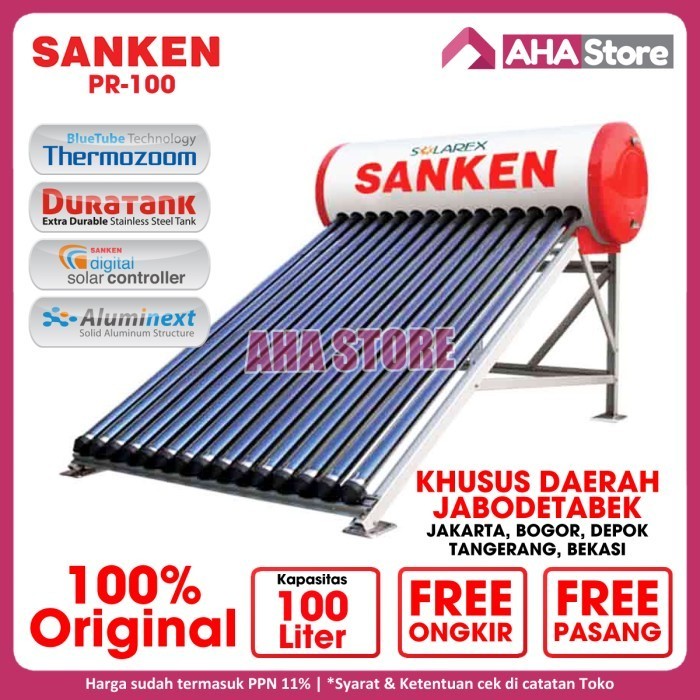 Sanken Solar Water Heater Pemanas Air Matahari Surya 100 L Swh-Pr100