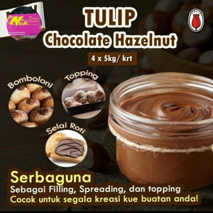 

Selai / filling Coklat Hazelnut Tulip 1 kg khusus grab dan gojek