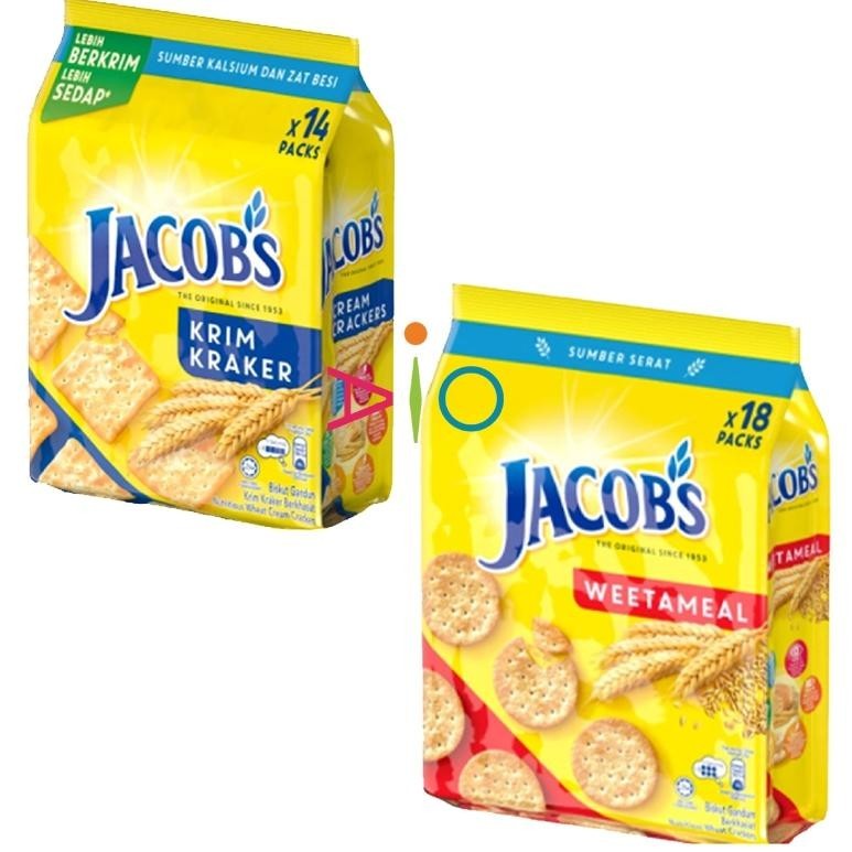 

Biskuit Jacobs Cream Cracker | Jacob Low Sodium Hi-Fibre 504g Multipack [ 14pack x 4pcs ]
