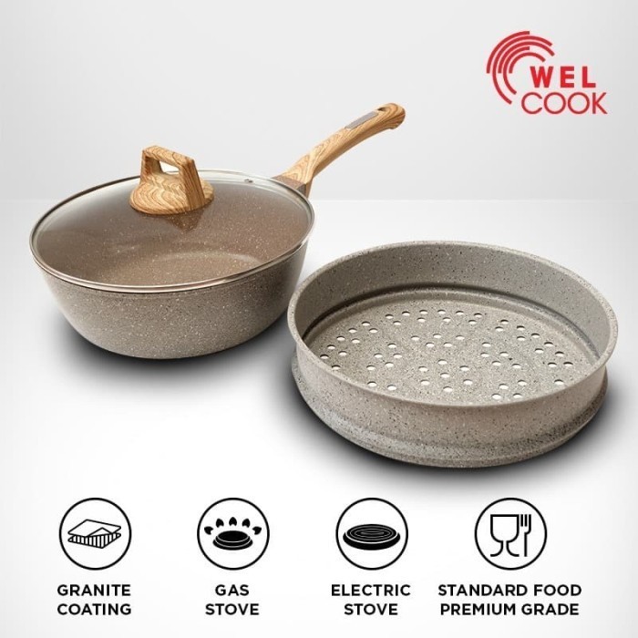 Welcook Elegante Granite Wok - 26 Cm