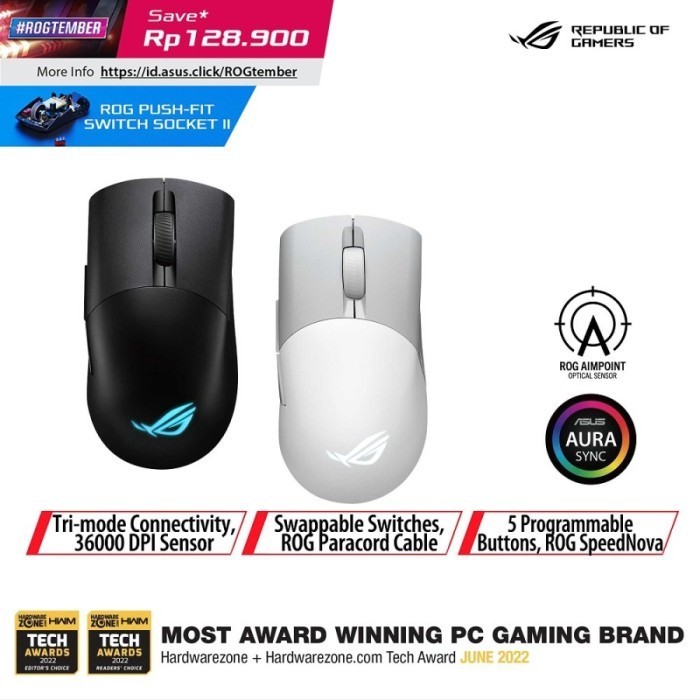 Asus Rog Keris Wireless Aimpoint Lightweight Rgb Gaming Mouse