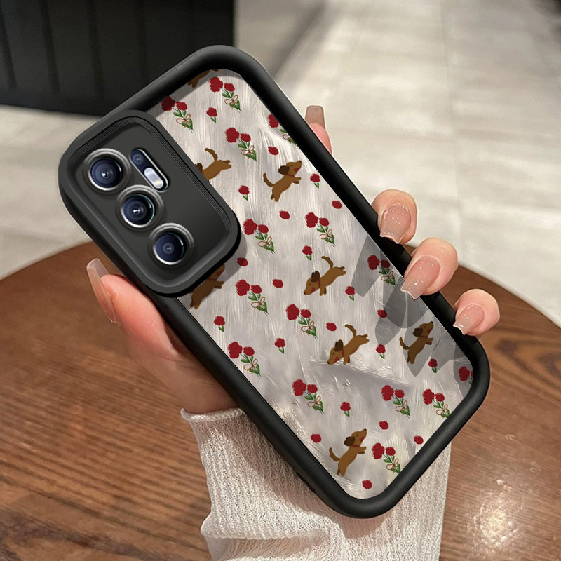 Casing Hp OPPO Reno 6 Case hp ponsel pola anjing Casing bunga rusak paket penuh Kesing anti-jatuh pe