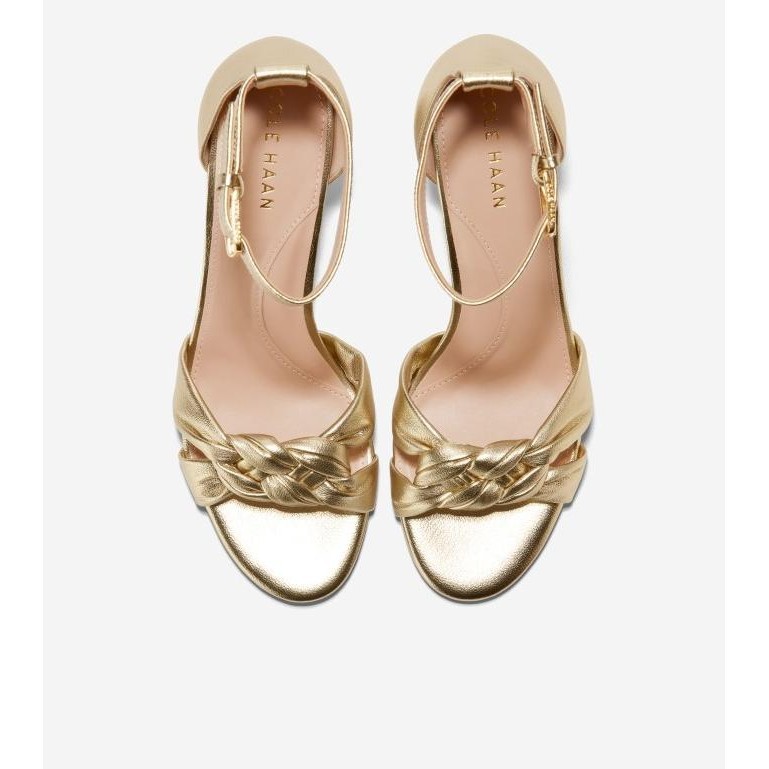 Cole Haan Woman Adella Braided Sandal 65Mm - Sepatu Wanita (Gold)