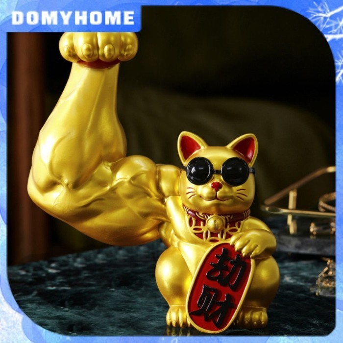 Otot Cina Lengan Lucky Cat Patung Feng Shui Kucing Melambai Lengan