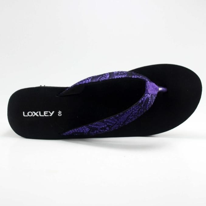 Sandal Wedges Wanita Loxley Prisma Hitam - Ungu