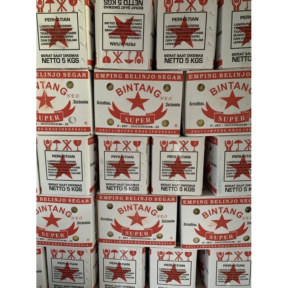 

Emping Belinjo/Melinjo Segar Limpung Bintang Super 1 Dus/Dos Merah 5kg H85S