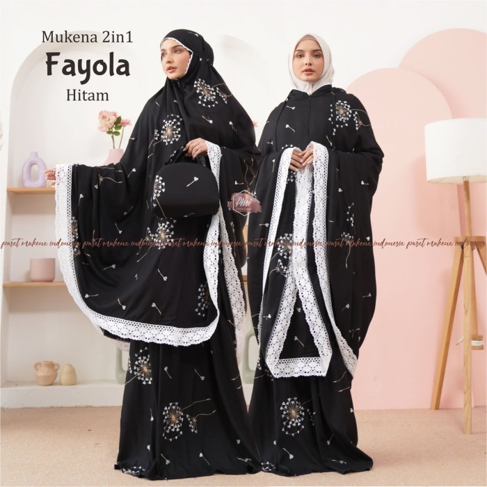 [ READY STOCK ] BISA COD Mukena Dewasa Rayon Bordir 2In1 Fayola Hitam Fashion Muslim Mukena 2 in 1 Mukena Lembut Mewah Trendy V0F4 Produk Terbaru 2024 Termurah Terlaris Perlengkapan Iba