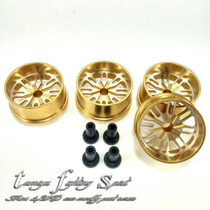 Rep Tamiya 94732 HG Aluminium Narrow Wheel / Velg ALU 8 L Gold VA8L07