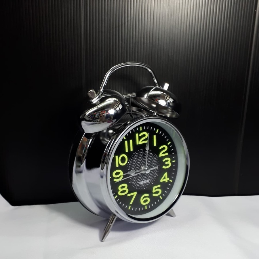 Jam Beker Kring Bulat Silver Stenliss 668- Glowing in the dark