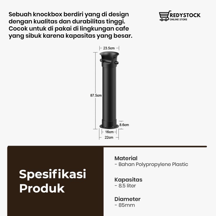 Standing Coffee Knock Box Tube Bin Coffee Wadah Ampas Kopi Berdiri