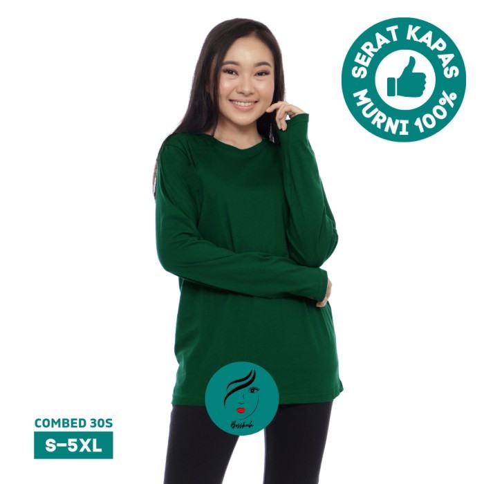 PROMO Kaos Lengan Panjang Wanita Jumbo Big Size 4XL 3XL XXL Hijau Botol Silahkan diorder